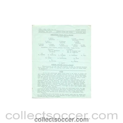 1959 - Bexleyheath Colts v Chelsea Juniors official programme 10/05/1959 London Minor Cup Final - Collect Soccer