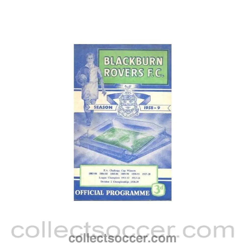 1959 - Blackburn Rovers v Manchester City official programme 18/04/1959 - Collect Soccer