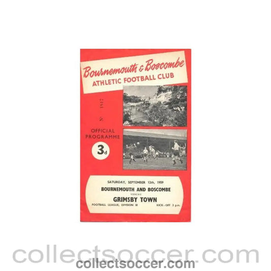 1959 - Bournemouth v Grimsby Town official programme 12/09/1959 Football League