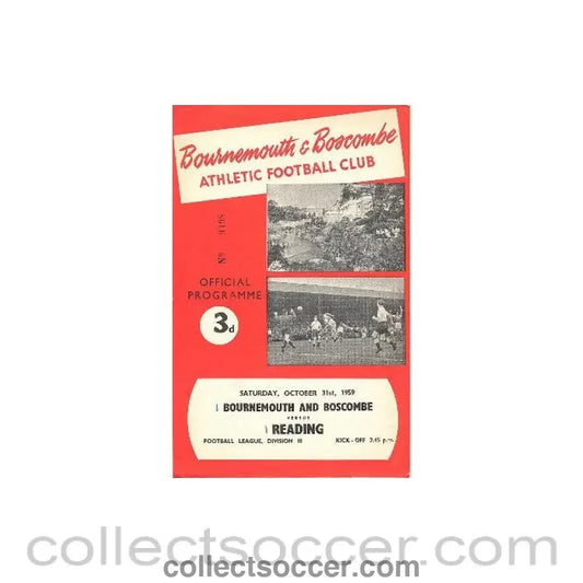 1959 - Bournemouth v Reading official programme 31/10/1959