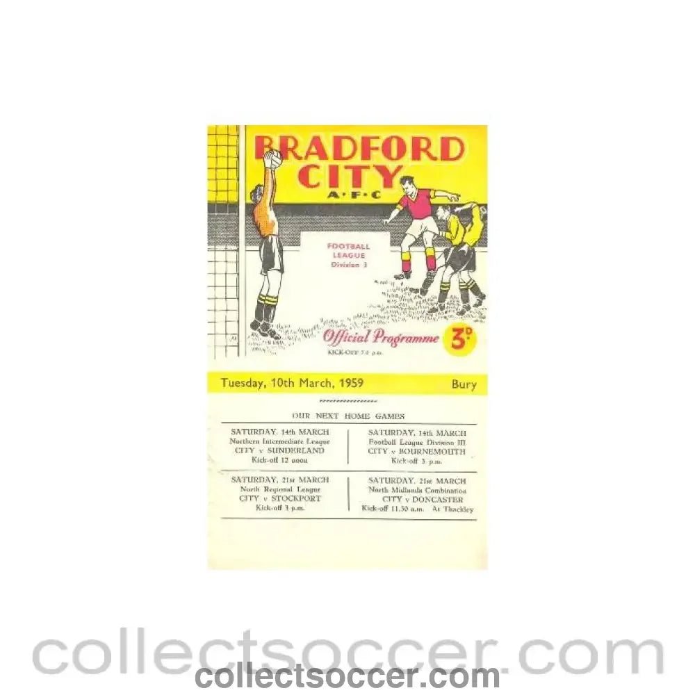 1959 - Bradford v Bury official programme 10/03/1959 - Collect Soccer