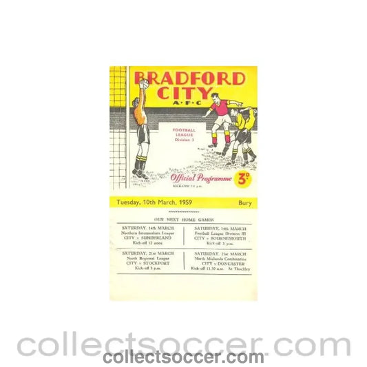 1959 - Bradford v Bury official programme 10/03/1959