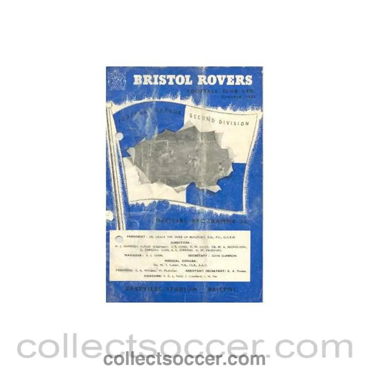 1959 - Bristol Rovers v Charlton Athletic official programme 25/04/1959 Football League - Collect Soccer