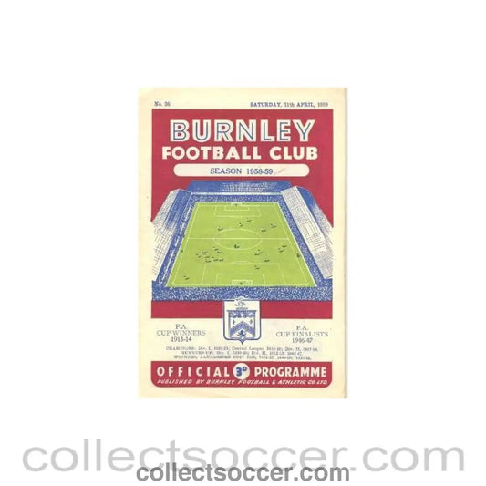 1959 - Burnley v Portsmouth official programme 11/04/1959