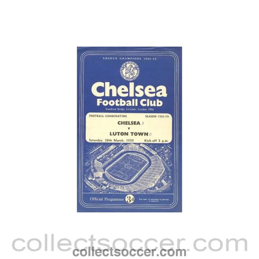 1959 - Chelsea Reserves v Luton Town Reserves official programme 28/03/1959