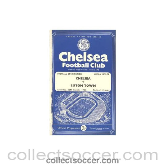 1959 - Chelsea Reserves v Luton Town Reserves official programme 28/03/1959 damaged - Collect Soccer