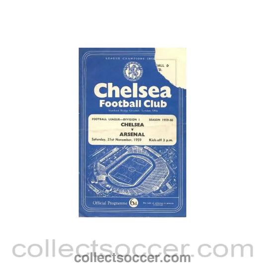 1959 - Chelsea v Arsenal official programme 21/11/1959 at reduced price