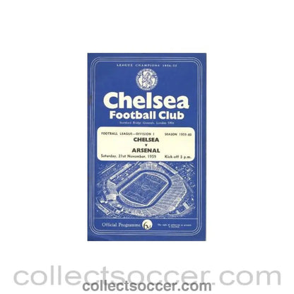 1959 - Chelsea v Arsenal official programme 21/11/1959 Football League - Collect Soccer