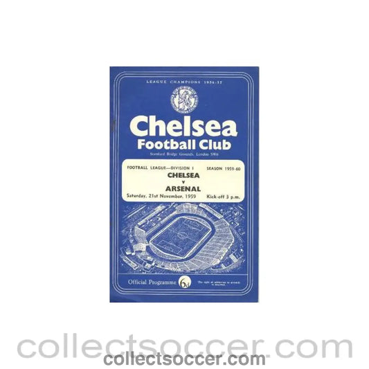 1959 - Chelsea v Arsenal official programme 21/11/1959 Football League