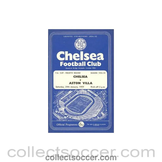 1959 - Chelsea v Aston Villa official programme 24/01/1959