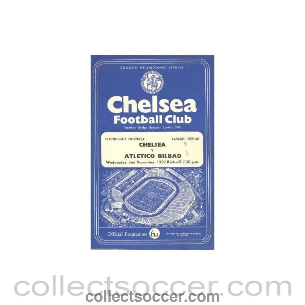 1959 - Chelsea v Atletico Bilbao official programme 02/12/1959 - Collect Soccer