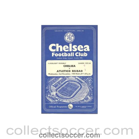 1959 - Chelsea v Atletico Bilbao official programme 02/12/1959