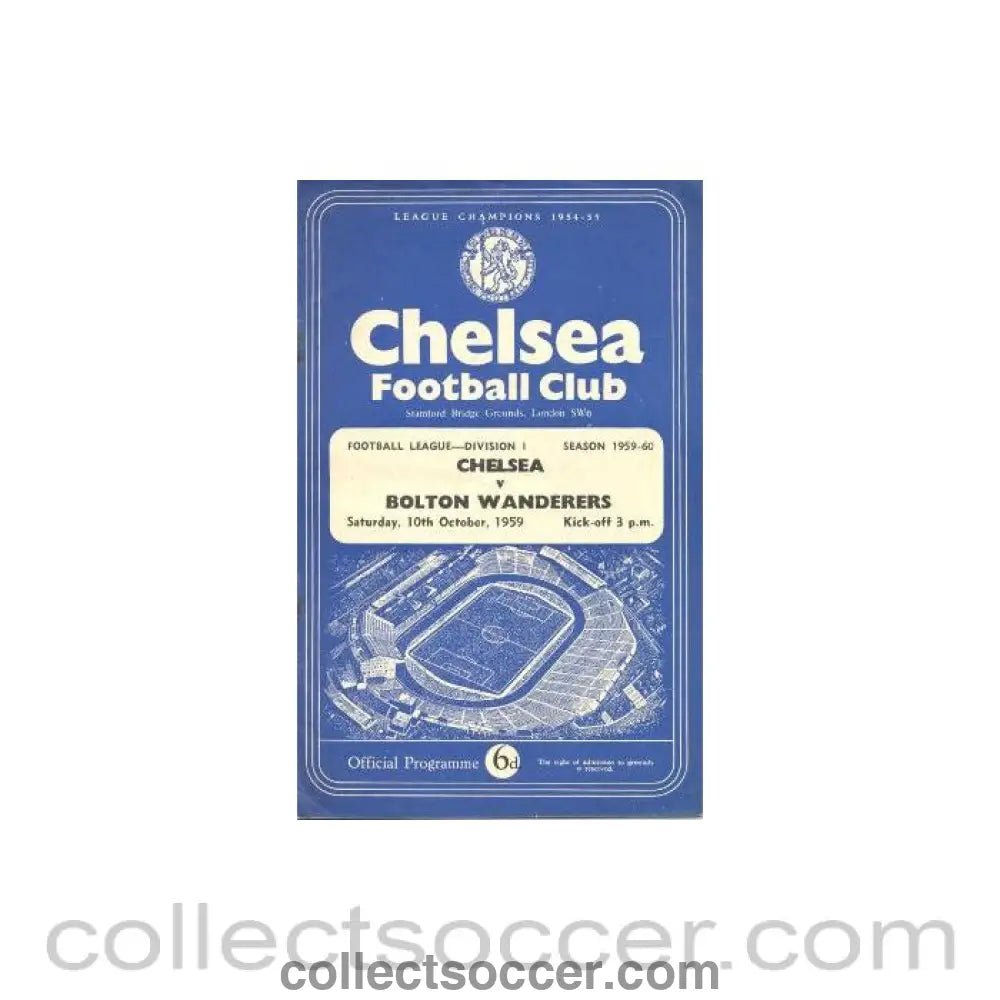 1959 - Chelsea v Bolton Wanderers official programme 10/10/1959 - Collect Soccer