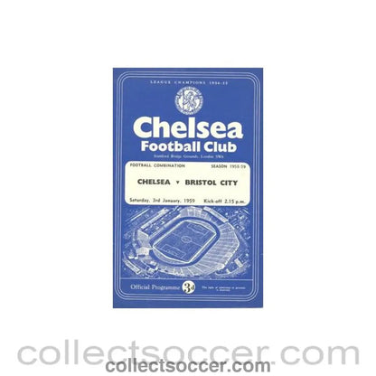 1959 - Chelsea v Bristol City Reserves official programme 03/01/1959 Football Combination - Collect Soccer
