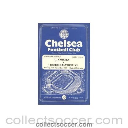 1959 - Chelsea v British Olympic XI official programme 16/11/1959 - Collect Soccer