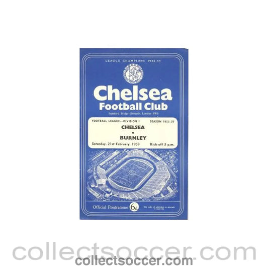 1959 - Chelsea v Burnley official programme 21/02/1959