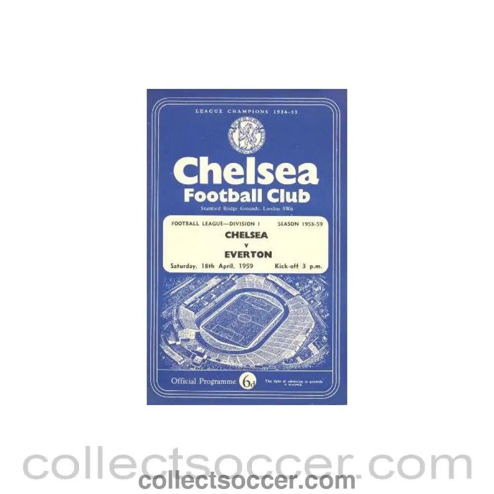 1959 - Chelsea v Everton official programme 18/04/1959 - Collect Soccer