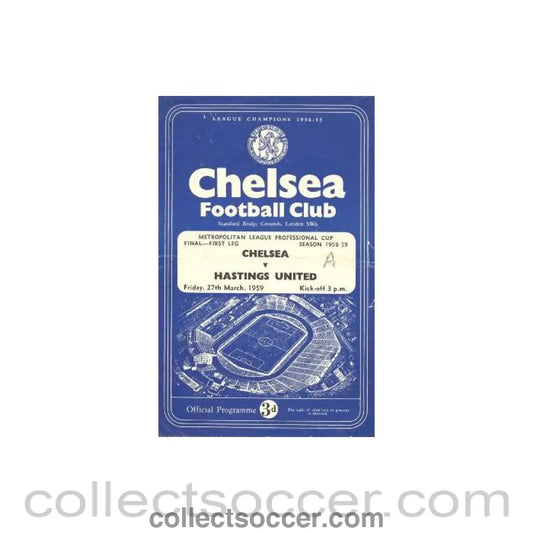 1959 - Chelsea v Hastings official programme 27/03/1959