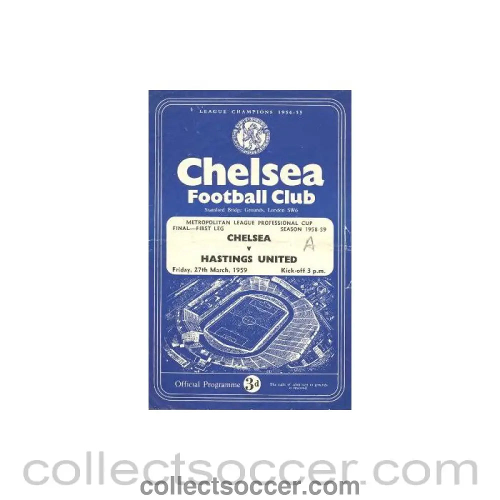 1959 - Chelsea v Hastings official programme 27/03/1959