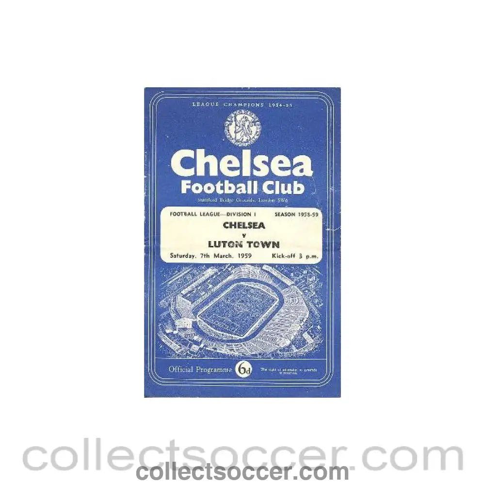 1959 - Chelsea v Luton Town official programme 07/03/1959 - Collect Soccer