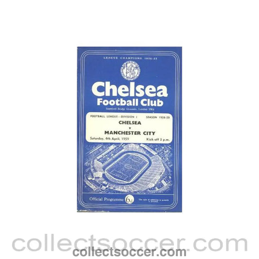 1959 - Chelsea v Manchester City official programme 04/04/1959