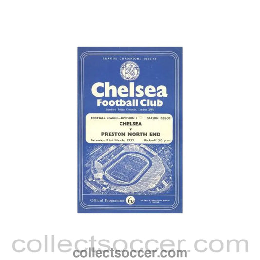 1959 - Chelsea v Preston North End official programme 21/03/1959