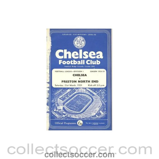 1959 - Chelsea v Preston North End official programme 21/03/1959 half price