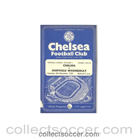 1959 - Chelsea v Sheffield Wednesday official programme 05/12/1959