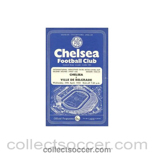 1959 - Chelsea v Ville de Belgrade official programme 29/04/1959