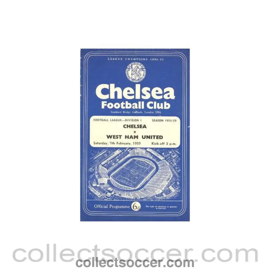 1959 - Chelsea v West Ham United official programme 07/02/1959 Football League