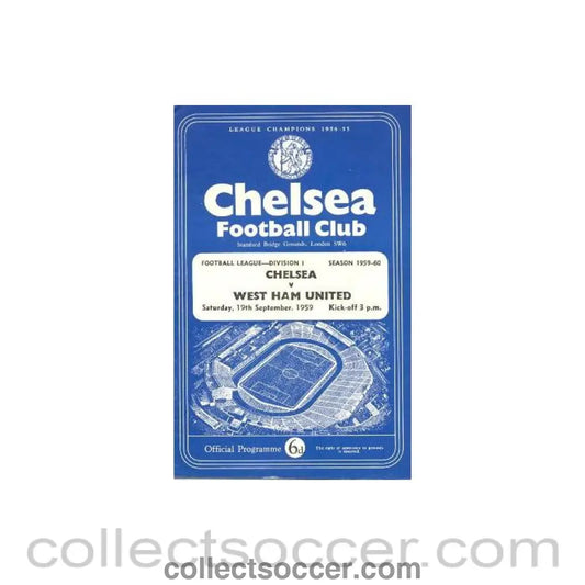 1959 - Chelsea v West Ham United official programme 19/09/1959