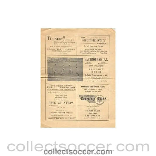 1959 - Eastbourne v Wimbledon official programme 30/03/1959 friendly match - Collect Soccer