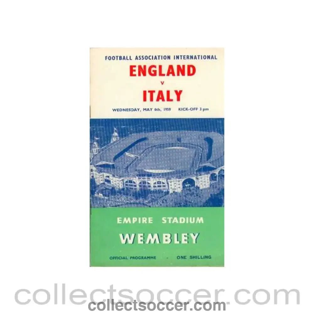 1959 England V Italy Programme 06/05/1959 - Collect Soccer