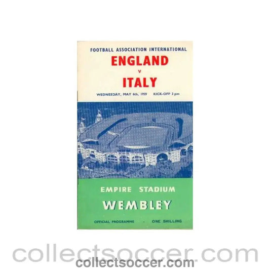 1959 England V Italy Programme 06/05/1959 - Collect Soccer