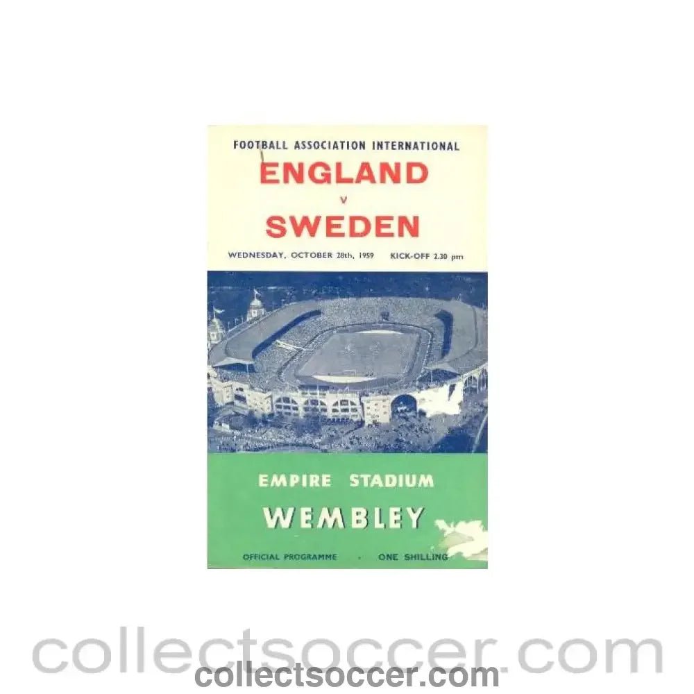 1959 England v Sweden official programme 28/10/1959 - Collect Soccer