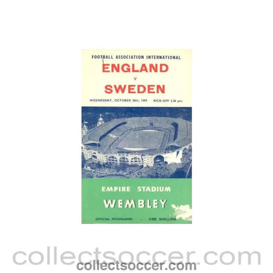 1959 England v Sweden official programme 28/10/1959 - Collect Soccer