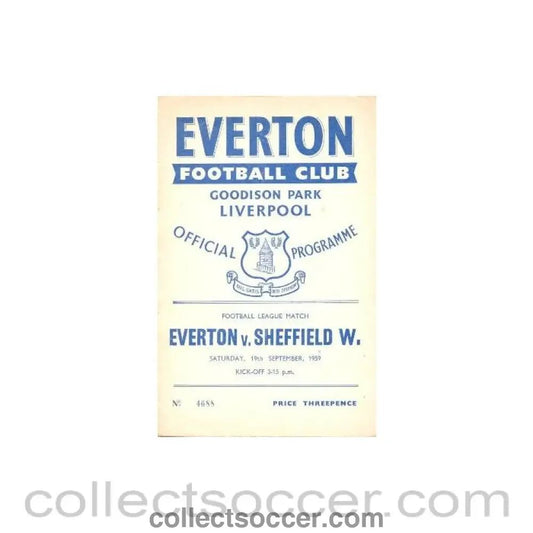1959 - Everton v Sheffield Wednesday official programme 19/09/1959 - Collect Soccer