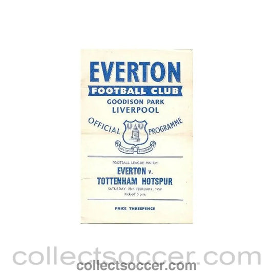 1959 - Everton v Tottenham Hotspur official programme 28/02/1959 - Collect Soccer