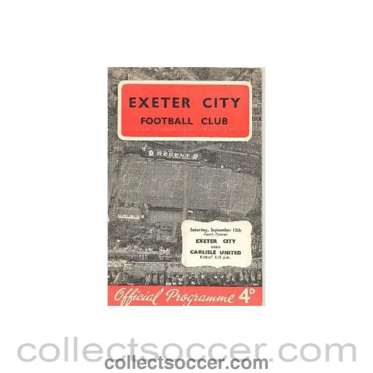 1959 - Exeter City v Carlisle United official programme 12/09/1959 - Collect Soccer