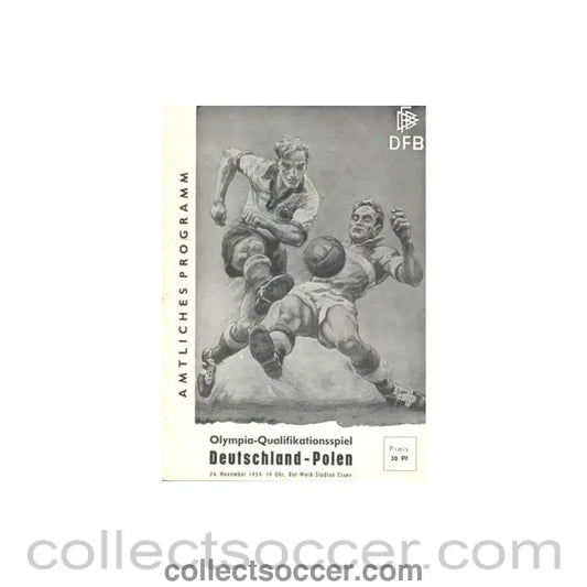 1959 Germany v Poland official programme 24/11/1959 Olympics Qualifier