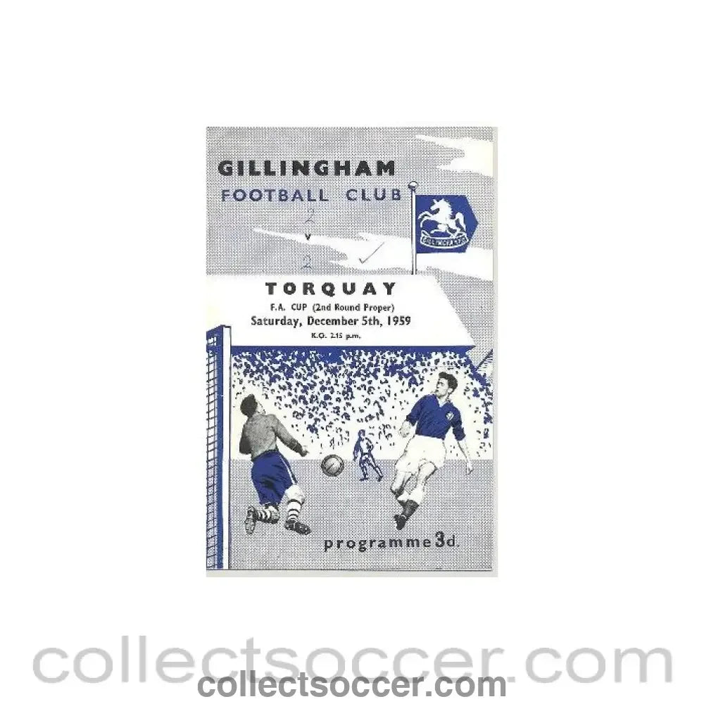 1959 - Gillingham v Torquay official programme 05/12/1959 - Collect Soccer