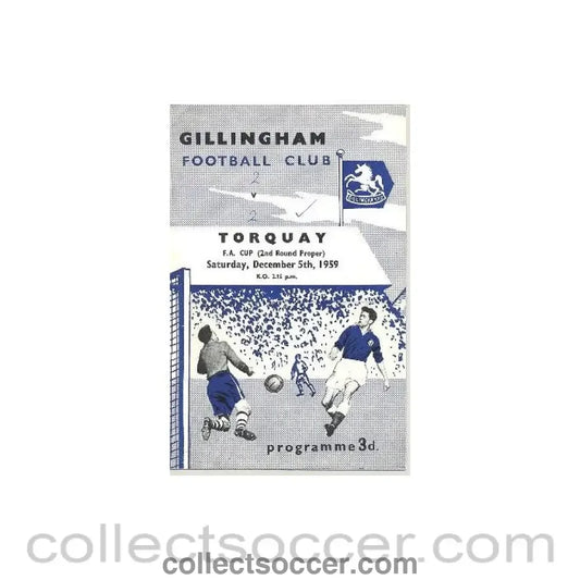 1959 - Gillingham v Torquay official programme 05/12/1959 - Collect Soccer