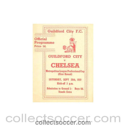 1959 - Guildford City vChelsea official programme 26/09/1959 Very Rare! - Collect Soccer