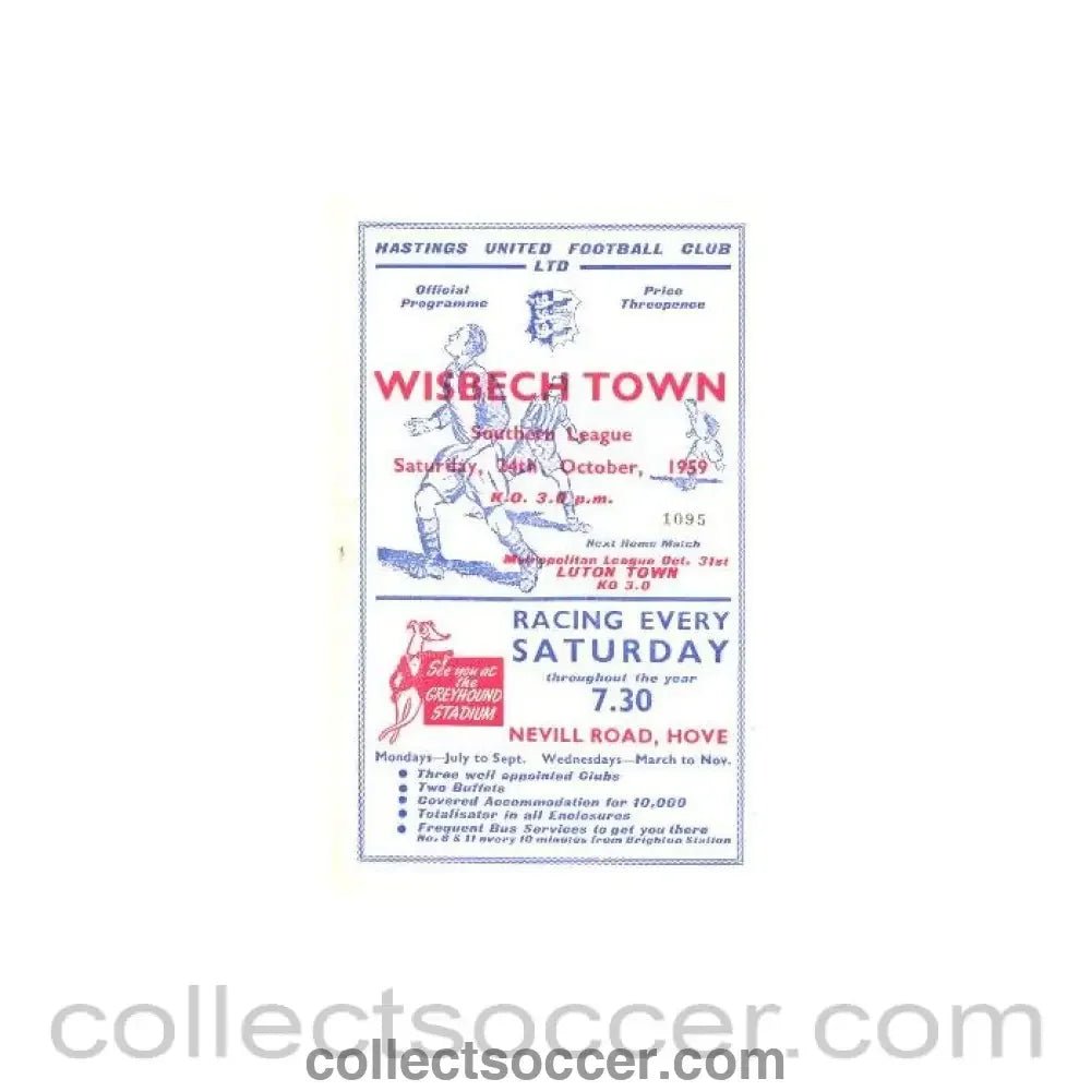 1959 - Hastings v Wisbech Town official programme 24/10/1959 - Collect Soccer
