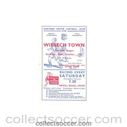 1959 - Hastings v Wisbech Town official programme 24/10/1959 - Collect Soccer