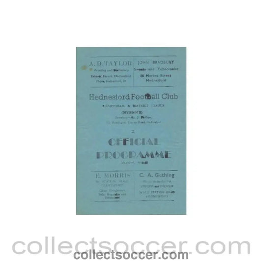 1959 - Hednesford Town v Stratford official programme 12/12/1959 - Collect Soccer