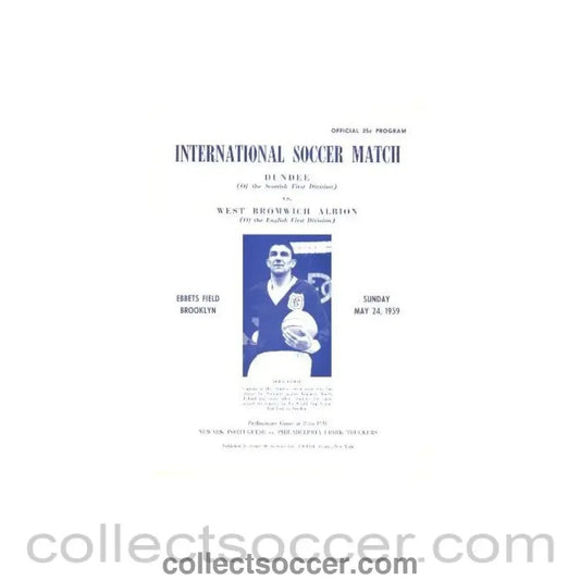 1959 - In Brooklyn USA - Dundee United v West Bromwich Albion official programme 24/05/1959 Very Rare! - Collect Soccer