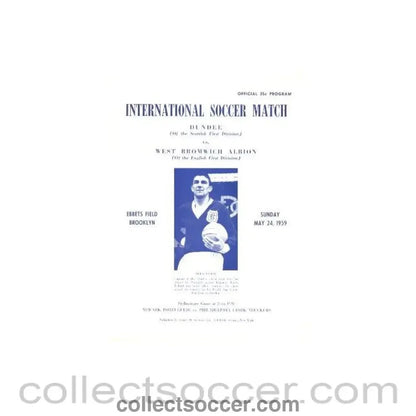 1959 - In Brooklyn USA - Dundee United v West Bromwich Albion official programme 24/05/1959 Very Rare! - Collect Soccer