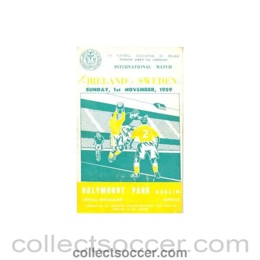 1959 - Ireland v Sweden official programme 01/11/1959, - Collect Soccer