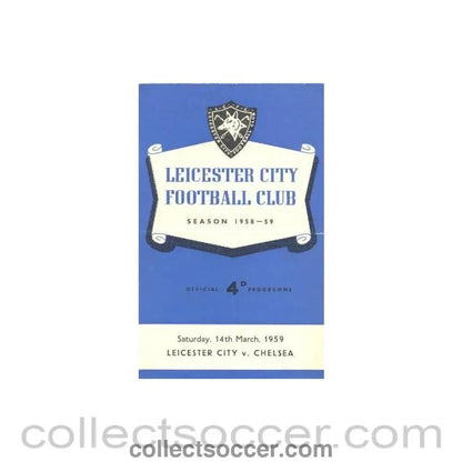 1959 - Leicester City vChelsea official programme 14/03/1959 - Collect Soccer